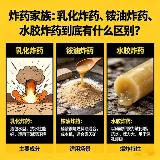 米易炸药家族：乳化炸药、铵油炸药、水胶炸药到底有什么区别？